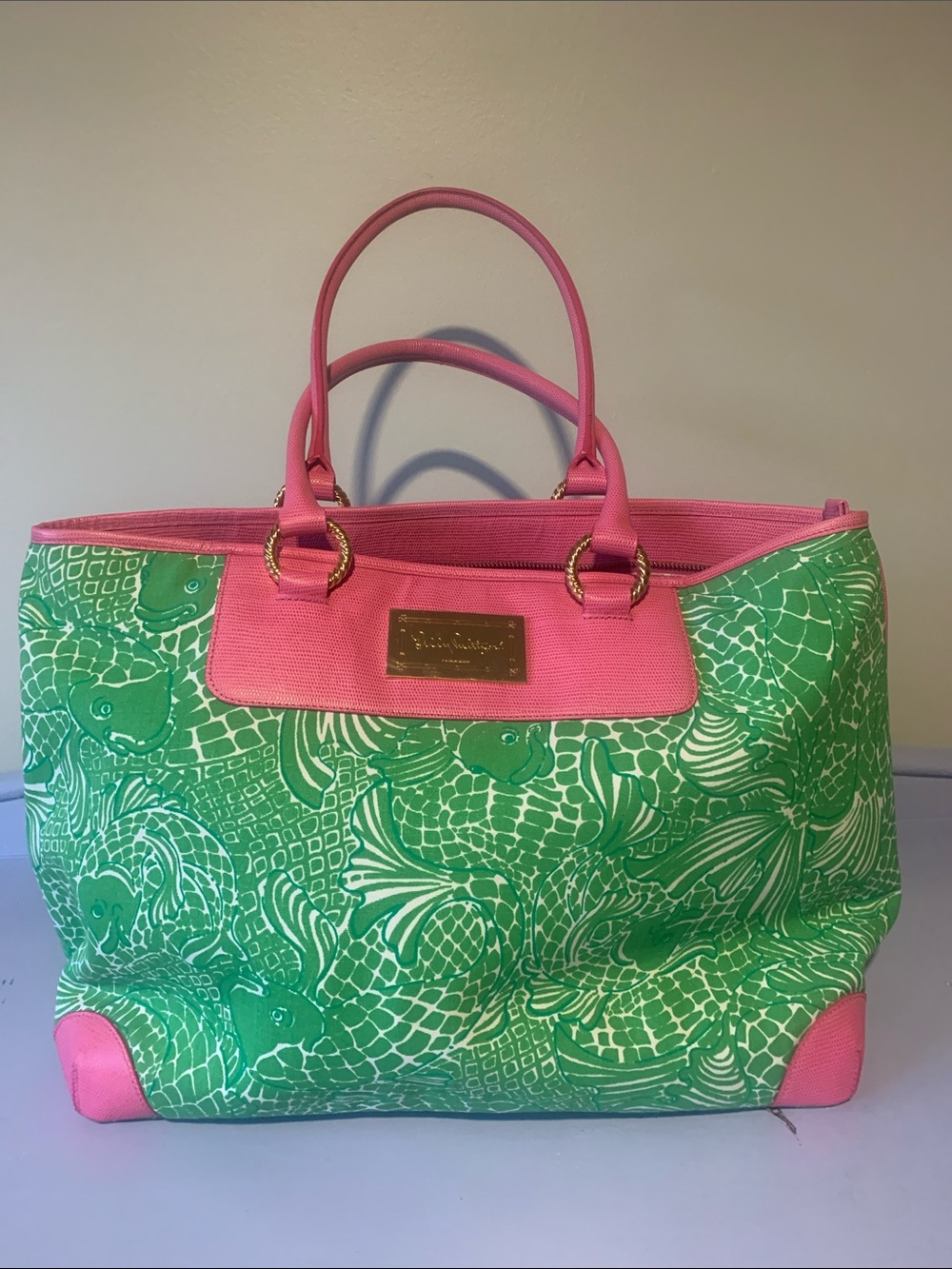 NEW Lily Pulitzer Pink and Green Camille Tote Bag